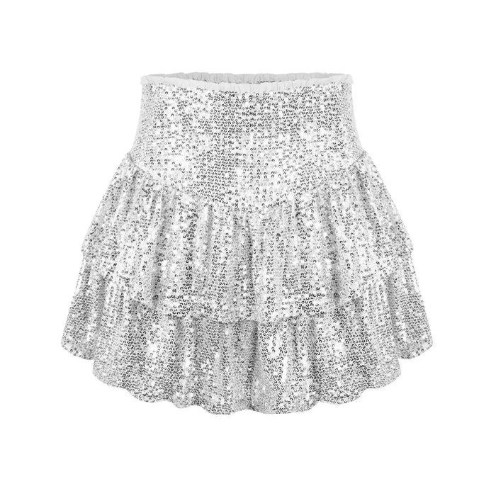 Fluttering Sequin Skirt in Silver, Gold, Black, Pink, and More - Elegant Party Wear with Comfortable Inner Lining-3