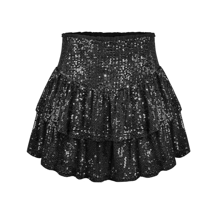 Variant image for Fluttering Sequin Skirt in Silver, Gold, Black, Pink, and More - Elegant Party Wear with Comfortable Inner Lining-1