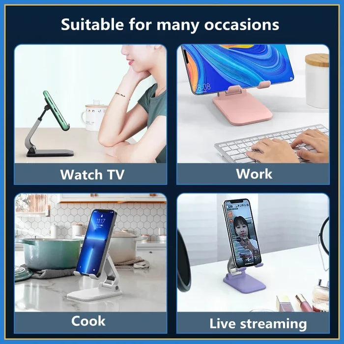 Foldable Aluminum Mobile Phone & Tablet Stand - Ergonomic Desk Holder for iPad, iPhone, Adnroid Accessories