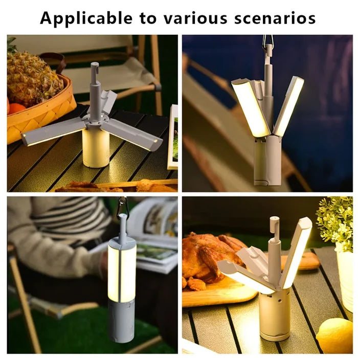 Folding Outdoor Camping Light Portable Lantern Rechargeable 3 Modes Dimmable for Tent Emergency Use