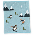 Fox & Bear Ski - 3D Jacquard Sweater Knit Baby Blanket (Organic Cotton)