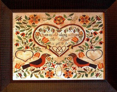 Fractur -Grow Old with Me , American Folk Art, Collectible, Affordable Art [Home Decor]- Olde Church Emporium