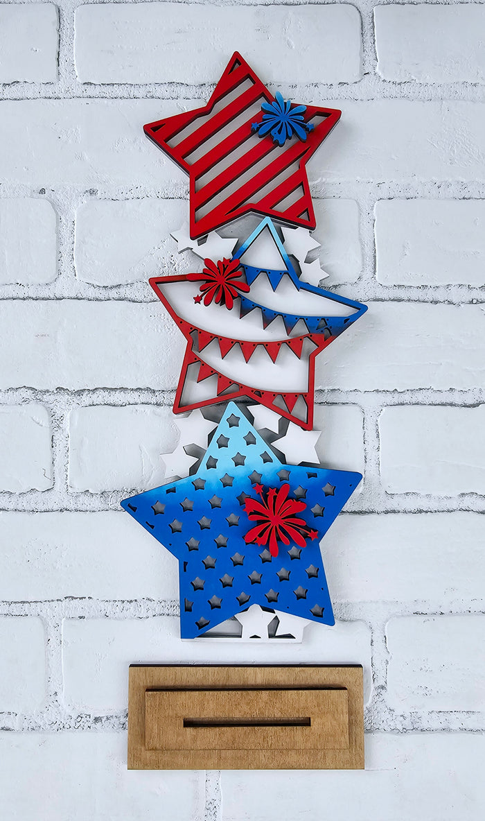 Freestanding Stacked Patriotic Stars
