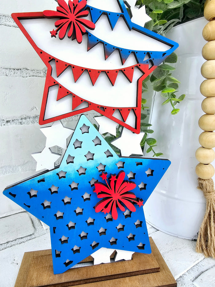 Freestanding Stacked Patriotic Stars