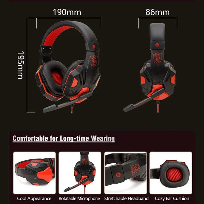 Gaming Headset Wired Noise Cancelling Microphone Adjustable