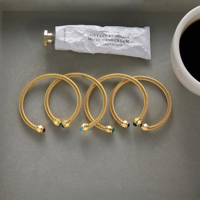 Gold Plated Stainless Steel Stackable Bracelet Set Cuff Jewelry For Elegant Layering Spring 2026 Gift