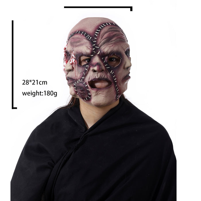 Halloween Mask Three Sided Grimace Latex Cosplay Prop
