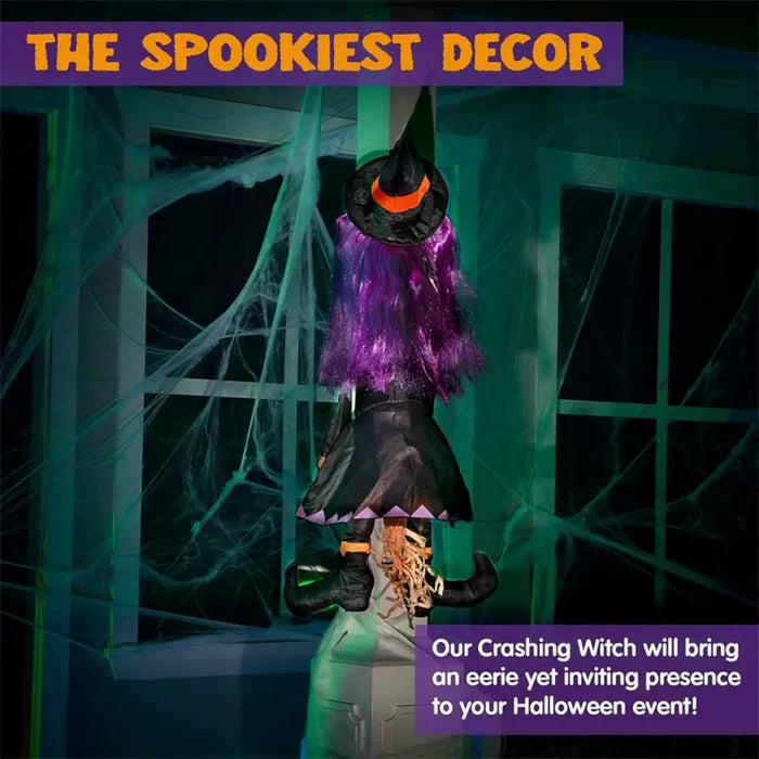 Halloween Witch Tree Decoration Non Woven Hanging Outdoor Yard Decor Fall 2025 Spooky Crashing Display