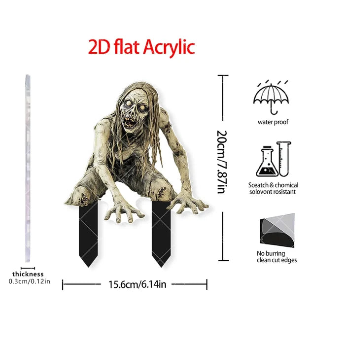 Halloween Yard Stakes Plastic Spooky Cartoon Garden Ornaments Fall 2025 Outdoor Courtyard Decor Easy Setup