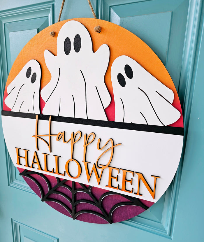 Happy Halloween Ombre Ghost Door Hanger