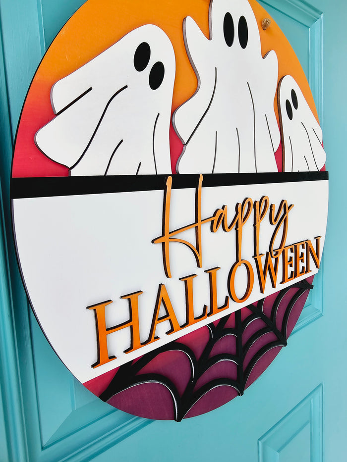 Happy Halloween Ombre Ghost Door Hanger