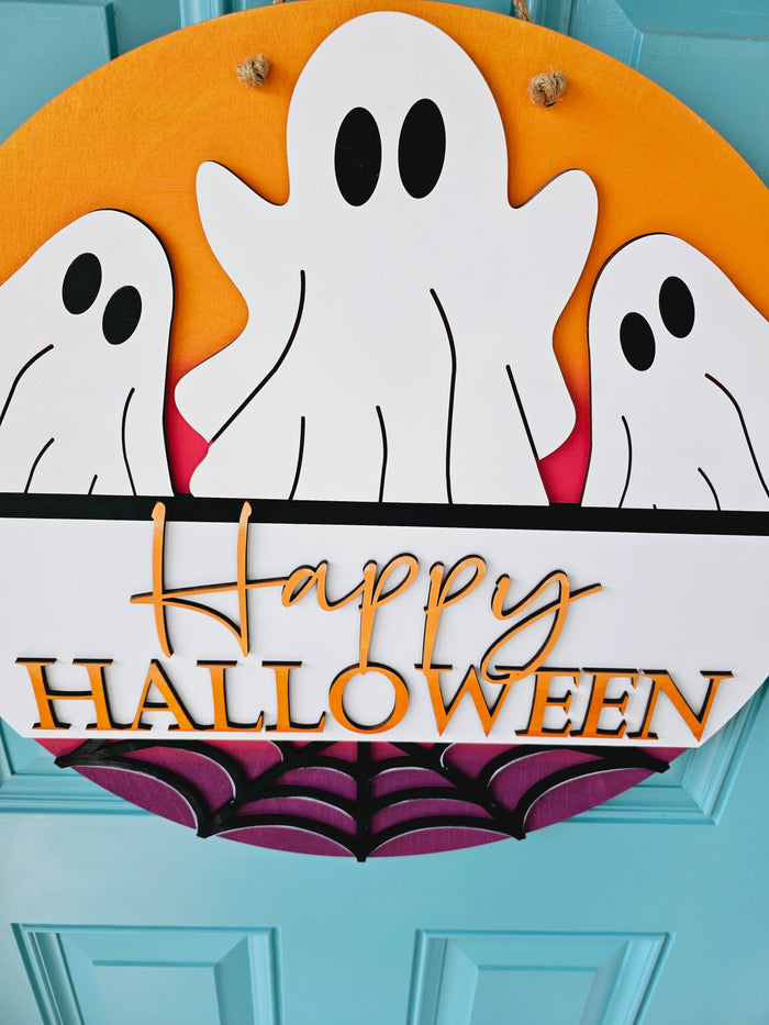 Happy Halloween Ombre Ghost Door Hanger
