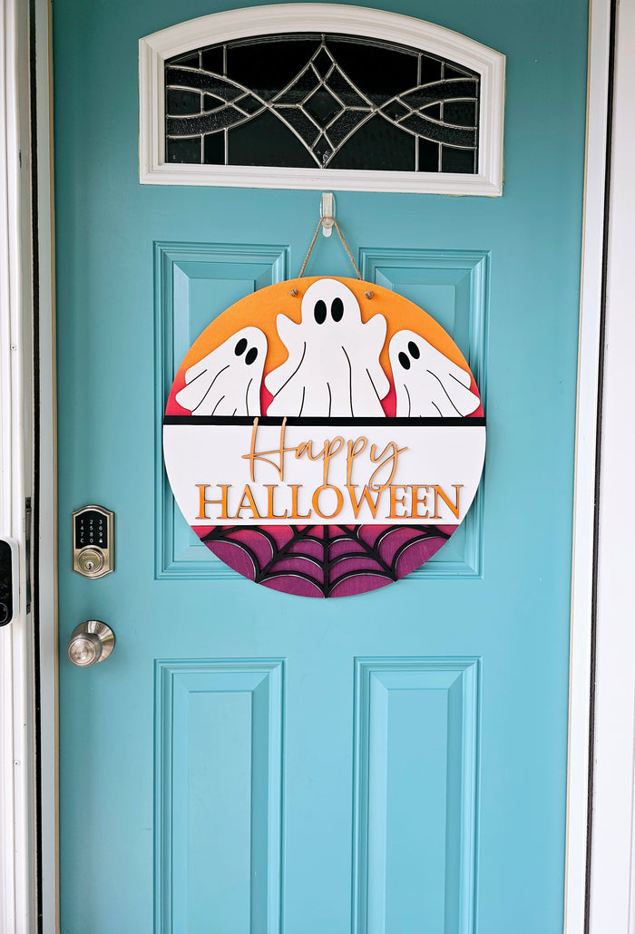 Happy Halloween Ombre Ghost Door Hanger