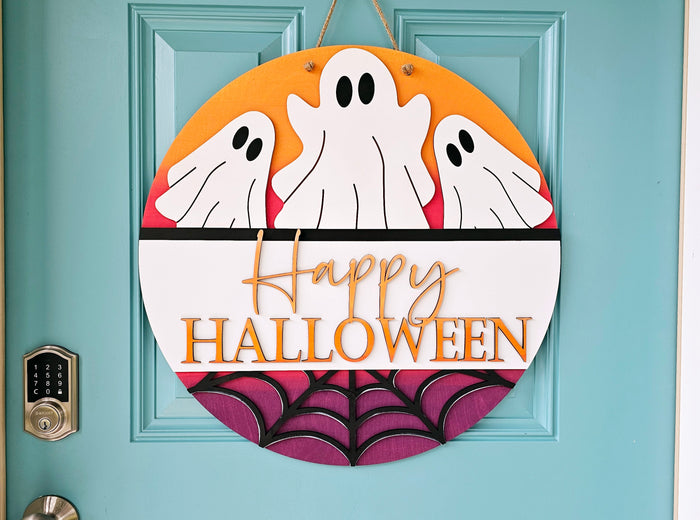 Happy Halloween Ombre Ghost Door Hanger