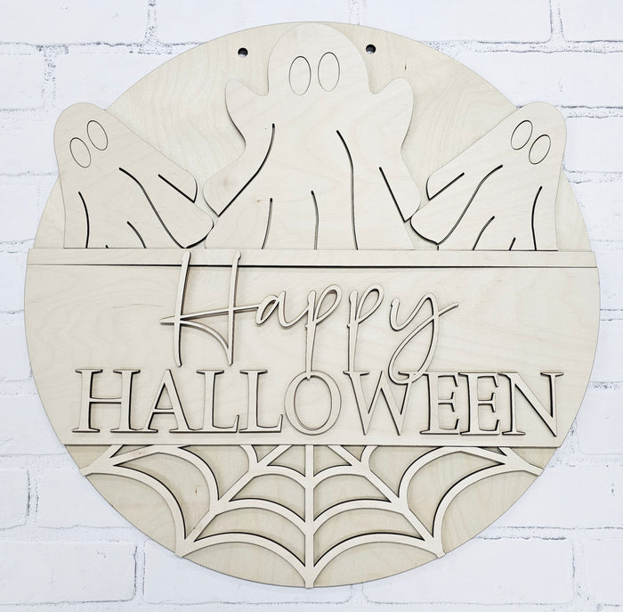 Happy Halloween Ombre Ghost Door Hanger