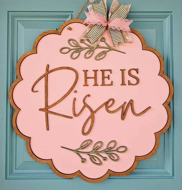 He is Risen Scalloped Door Hanger-wholesale