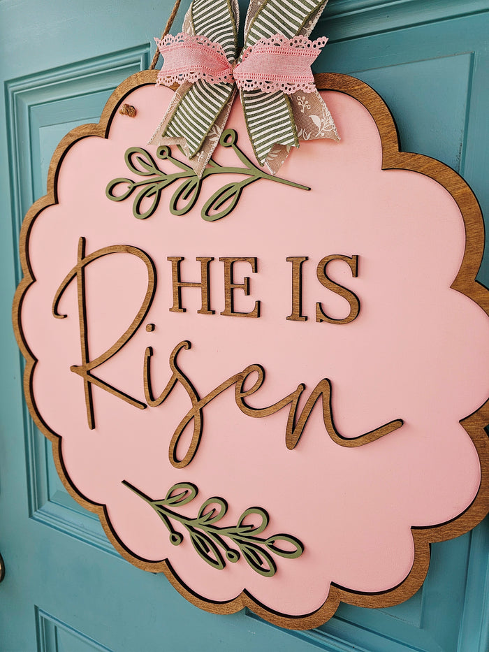 He is Risen Scalloped Door Hanger-wholesale