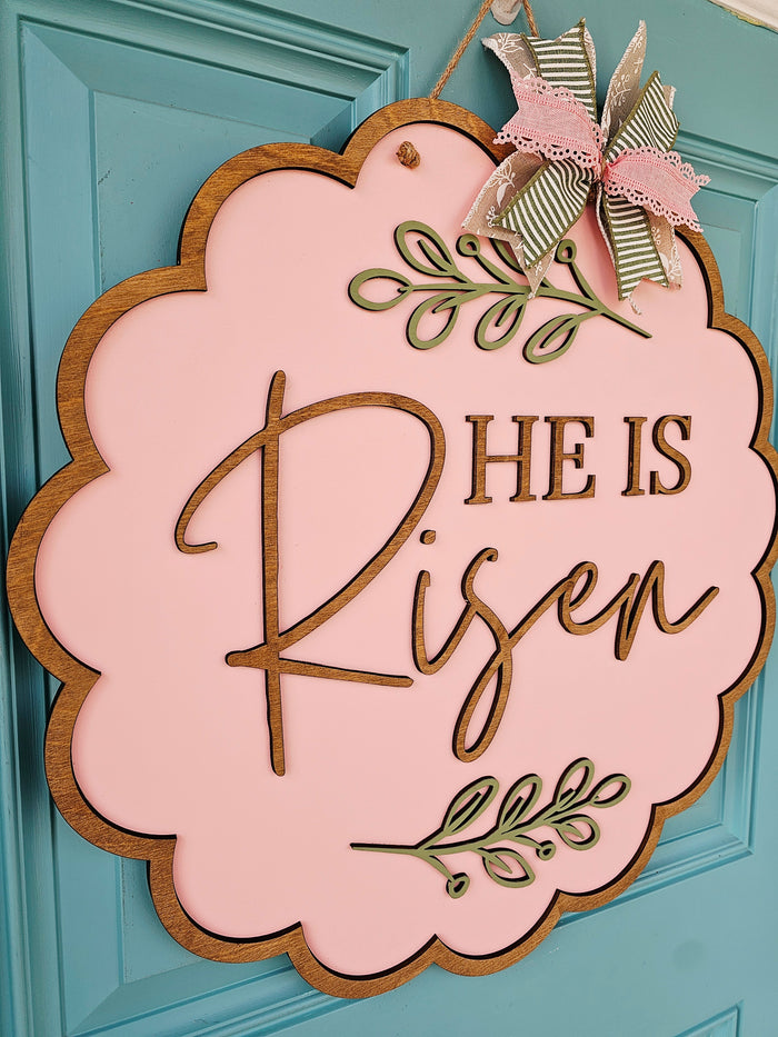 He is Risen Scalloped Door Hanger-wholesale