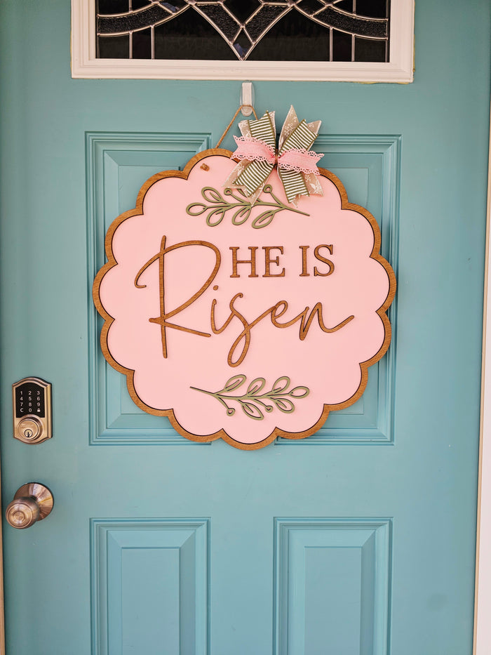 He is Risen Scalloped Door Hanger-wholesale