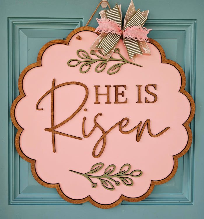 He is Risen Scalloped Door Hanger-wholesale