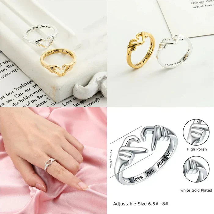 Heart Ring Hollow Double Layer Open Adjustable Ring Romantic Jewelry Gift 2026 Valentine Gift Trend