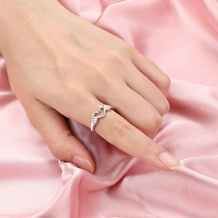 Heart Ring Hollow Double Layer Open Adjustable Ring Romantic Jewelry Gift 2026 Valentine Gift Trend