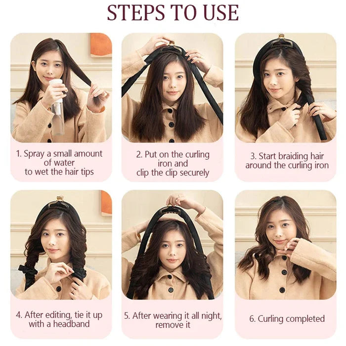 Heatless Hair Curlers Silk Headband Ribbon Rollers Overnight No Heat Styling Tool Sleep Curls 2025