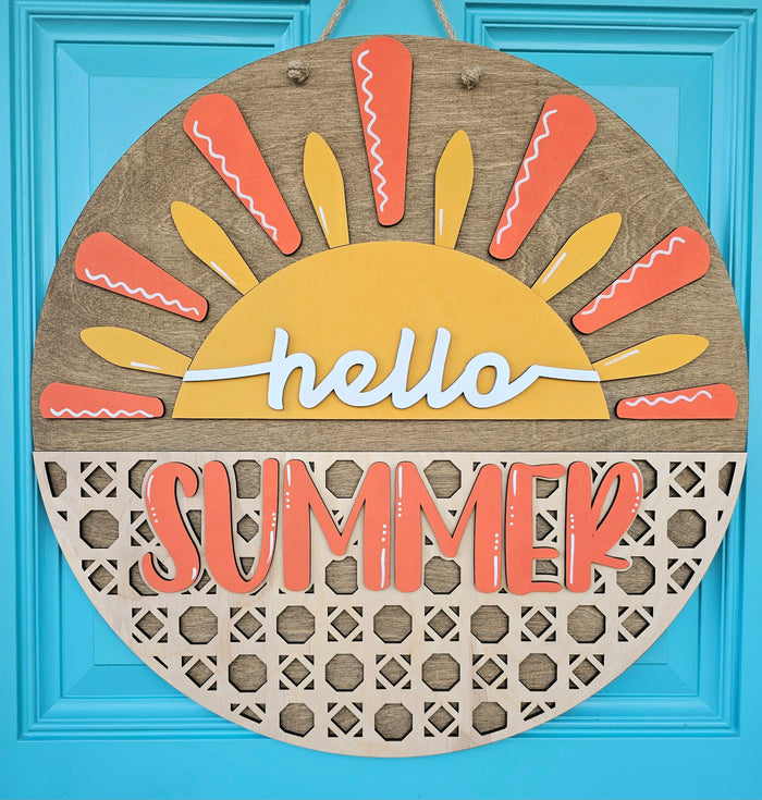 Hello Summer Rattan Door Hanger-wholesale