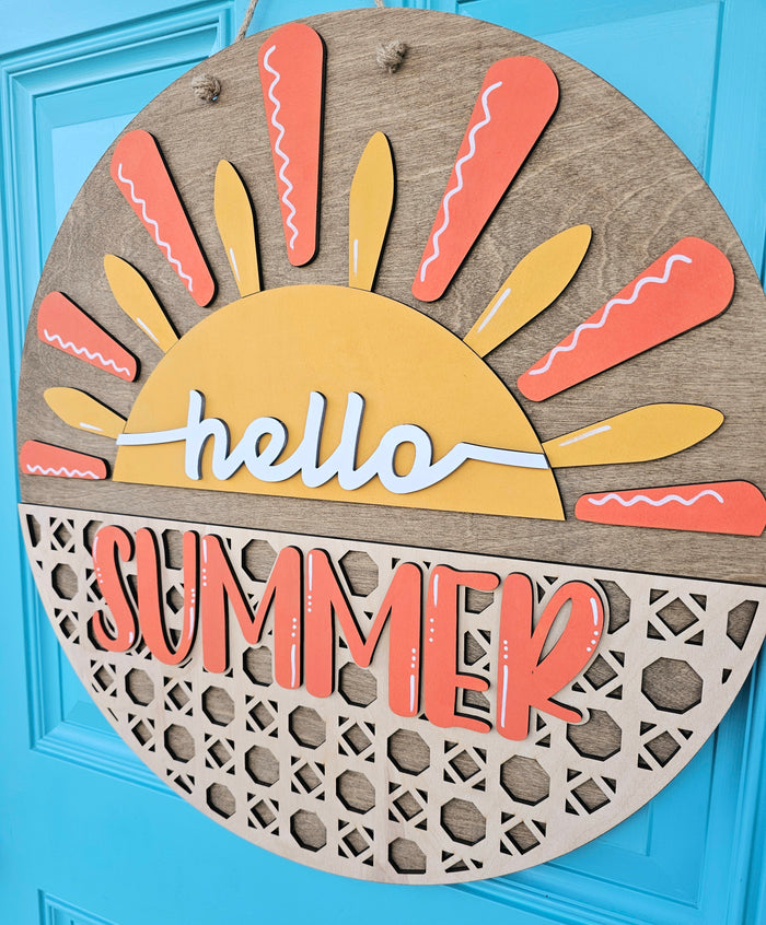 Hello Summer Rattan Door Hanger-wholesale
