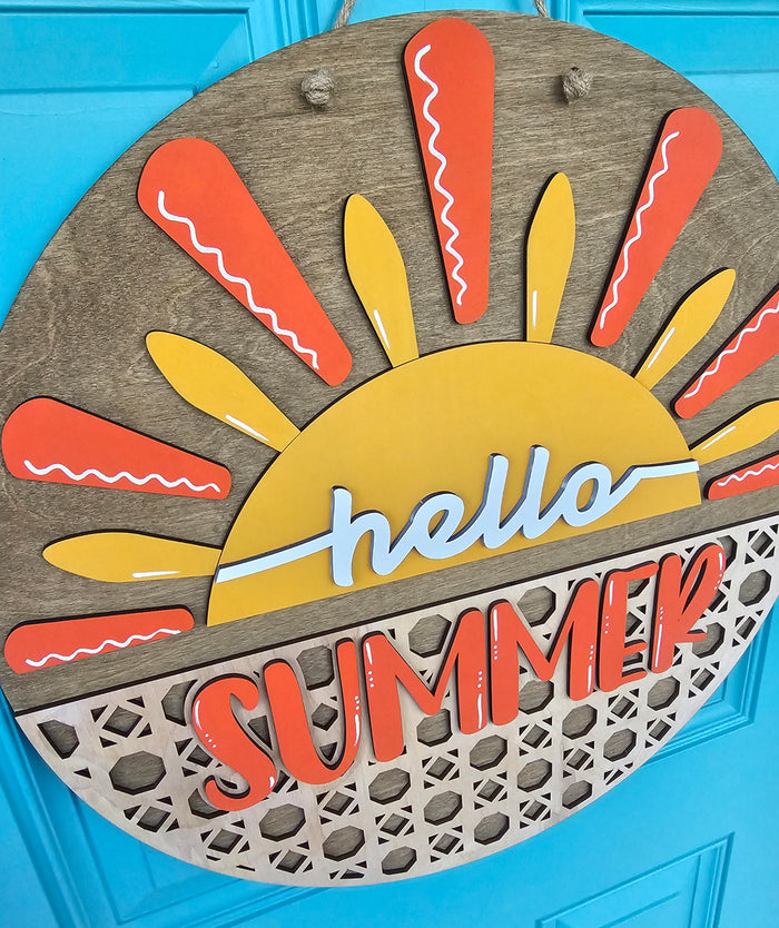 Hello Summer Rattan Door Hanger-wholesale