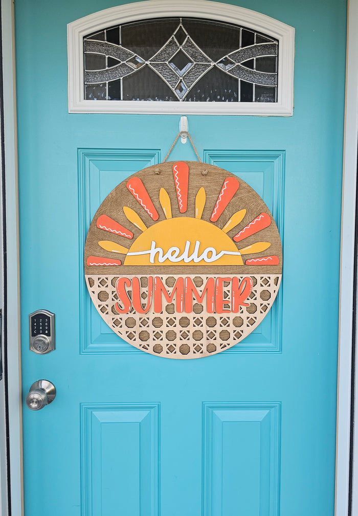Hello Summer Rattan Door Hanger-wholesale
