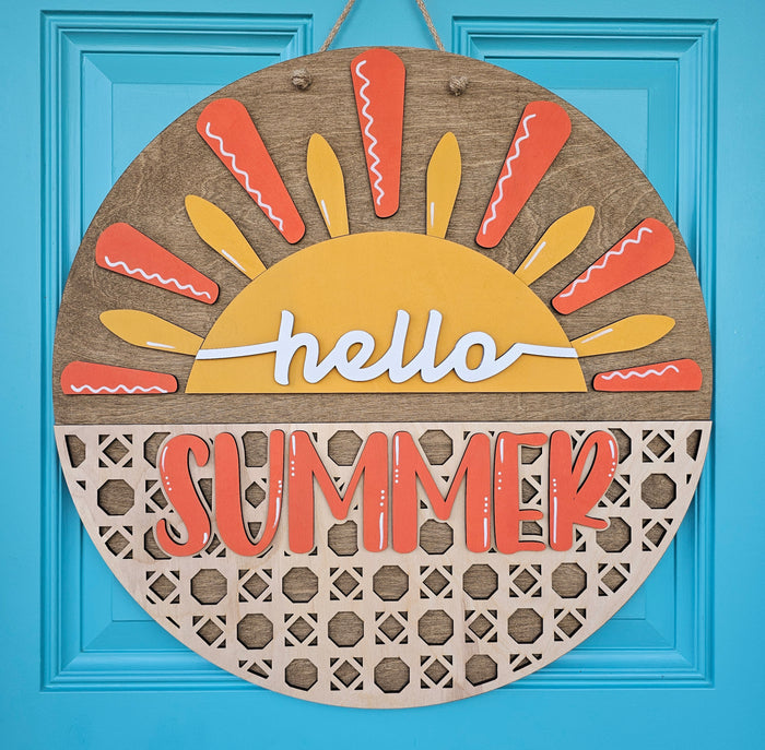 Hello Summer Rattan Door Hanger-wholesale