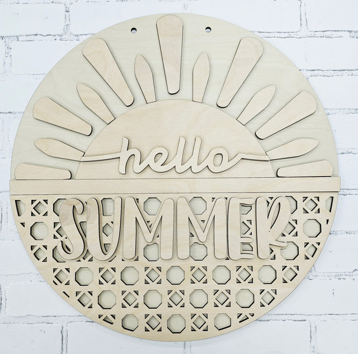 Hello Summer Rattan Door Hanger-wholesale