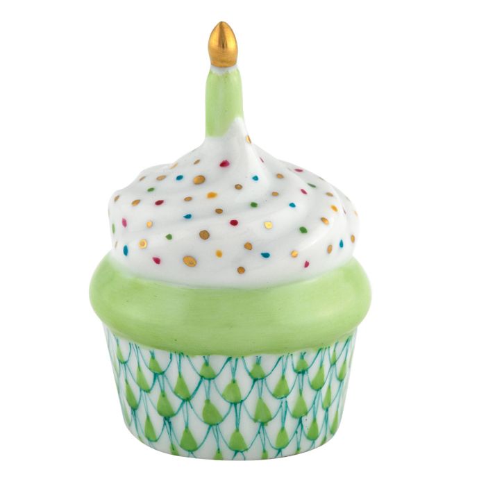 Herend Decorative Cupcake with Candle - Key Lime