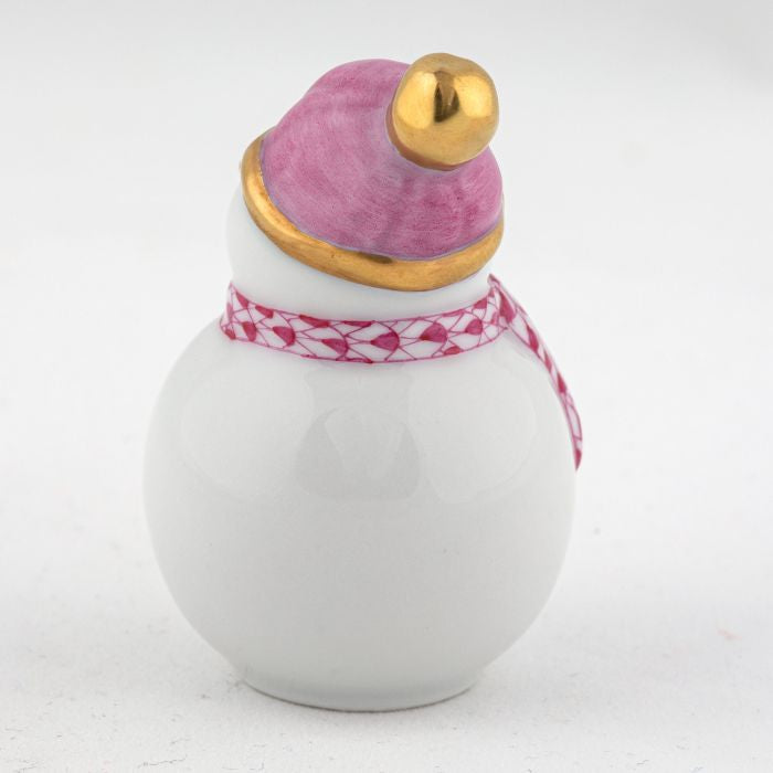 Herend Decorative Mini Snowman - Raspberry