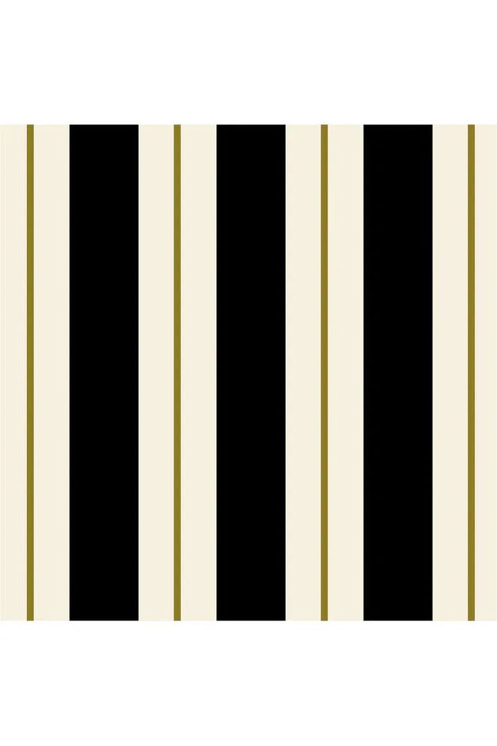 Hester & Cook Black & Gold Awning Stripe Cocktail Napkins