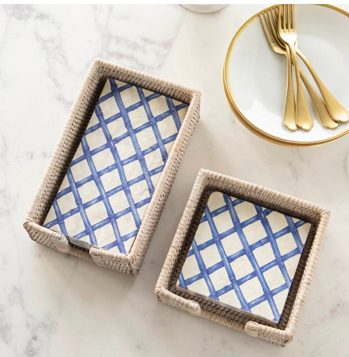 Hester & Cook Blue Lattice Cocktail Napkins