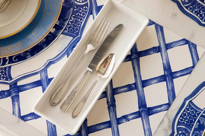 Hester & Cook Blue Lattice Paper Placemat