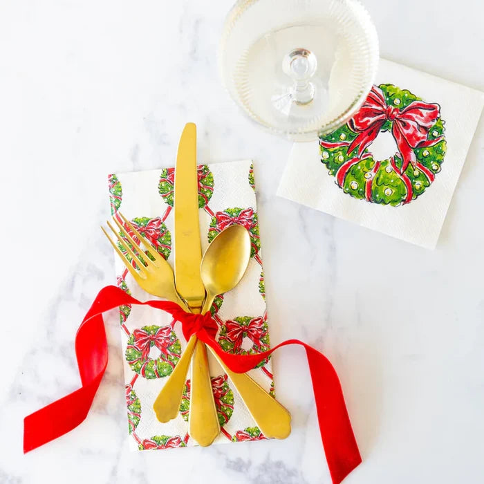 Hester & Cook Holiday Wreath Cocktail Napkins