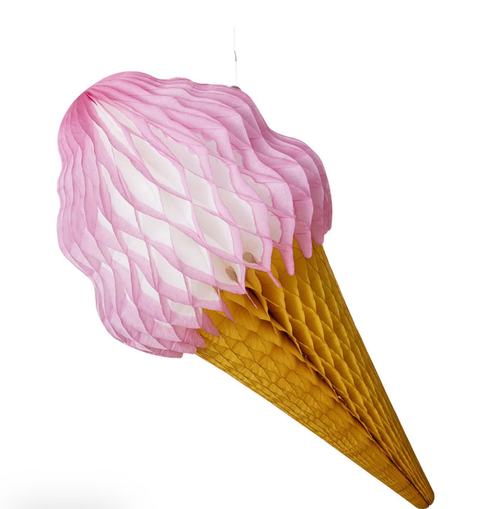 Hester & Cook Honeycomb Paper - Large Strawberry Ice Cream Cone