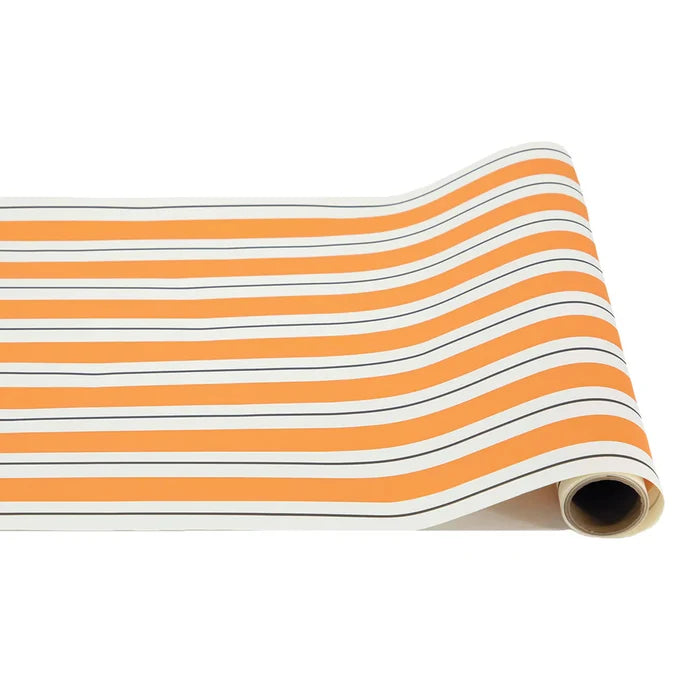 Hester & Cook Orange & Black Awning Stripe Paper Table Runner