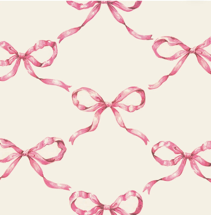 Hester & Cook Pink Bow Lattice Cocktail Napkins