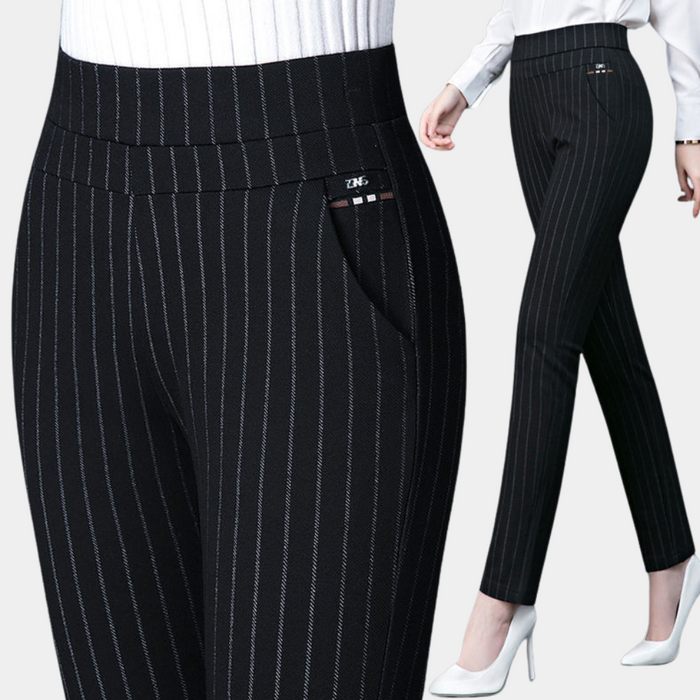 High Waist Black Stretch Pants for Women, Comfortable Versatile Office and Casual Wear, M-4XL-5