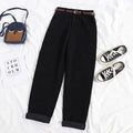 Variant image for High Waist Corduroy Pants for Women, Wide Leg Cotton Trousers in Black and Coffee, Comfortable Casual Style-1