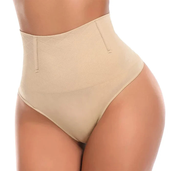 High Waist Tummy Control Thong Shapewear with Butt Lifter and Steel Bones for a Smooth Silhouette 0