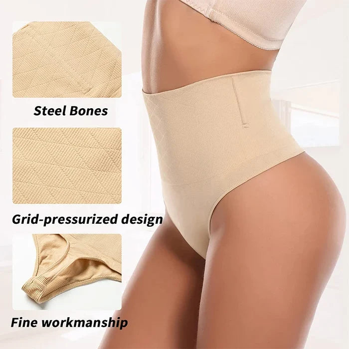 High Waist Tummy Control Thong Shapewear with Butt Lifter and Steel Bones for a Smooth Silhouette 1