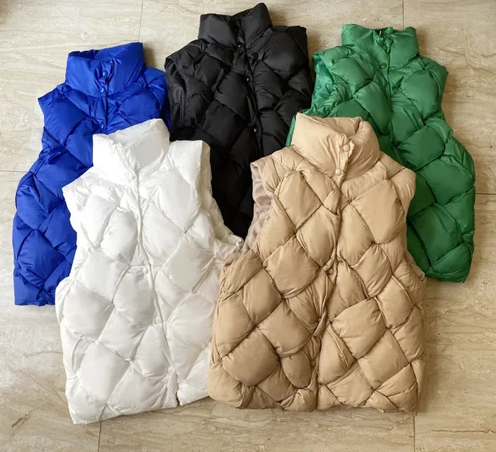 Insulating Women Puffer Vest - Boxy Quilt Polyfill Winter
