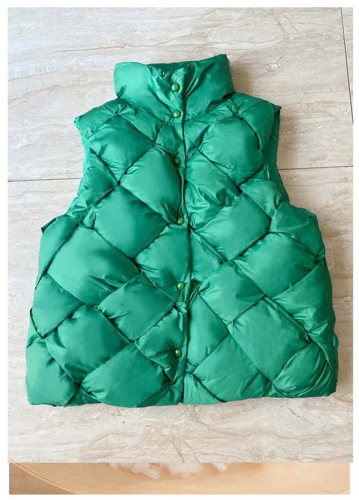 Insulating Women Puffer Vest - Boxy Quilt Polyfill Winter