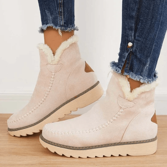 Insulating Women’s Winter Boots - Ankle Suede, Fleece Lined