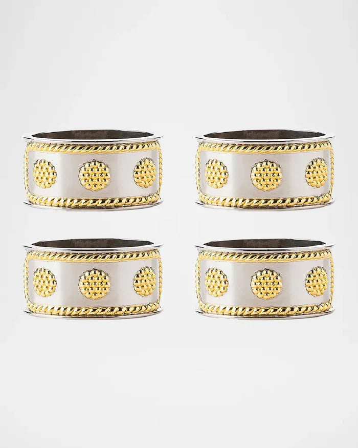 Juliska Berry & Thread Silver/Gold Napkin Ring, Set of 4-Silver/Gold